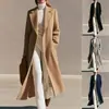 2026 Roupas Femininas Transfronteiriças Europeias e Americanas Casaco de Lã Super Longo Casaco de Lã com Fenda nas Costas Trench Coat de Temperamento Elegante Estação Independente