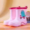 Botas de Lluvia Planas de Dibujos Animados de Dinosaurios para Niños, Zapatos de Agua para Guardería, Botas de Lluvia Cómodas de Eva para Niños Pequeños y Medianos