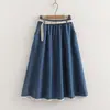 Colección Otoño 2026 Falda de Mezclilla Blanca Fresca Estilo Japonés con Cinturón para Mujer Falda Casual de Corte A Venta al por Mayor