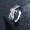 Accesorios de Explosiones Transfronterizas Anillo Doble G Europeo y Americano Anillo de Zirconia Arcoíris Amazon wish Joyería de Venta Caliente Transfronteriza
