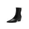 Botines cortos de moda estilo británico de 5.5 cm, nuevo modelo otoño e invierno 2026, punta fina, tacón grueso, aumento interno de altura, botines elásticos adelgazantes