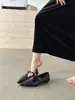 Zapatos de tacón bajo estilo europeo Primavera 2026 Zapatos Vintage con Tira y Boca Baja Versátiles Casuales de Piel Zapatos Mary Jane