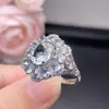Anel de Água-Marinha Natural Pedra Principal 8*10, 3*4mm Anel de Valor Boca Viva, Sem Tamanho de Dedo Prata S925 Incrustada