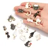 Accesorios para Joyería de Aleación con Goteo de Aceite Hechos a Mano Colgante de Gato Gatito Blanco y Negro Pulsera Collar Pendientes Colgante W478
