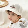 Ins Súper Lindo Osito Sombrero de Pescador Verano Nuevo Estilo Sombrero de Malla para el Sol Estilo Coreano Lindo Sombrero Cubo para Bebé Venta al por Mayor