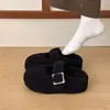 Pantuflas de algodón peludo para exteriores con suela gruesa, apertura poco profunda, invierno 2026, pantuflas de pelo para mujer, estilo coreano, cálidas, que aumentan la altura, marrones
