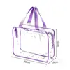 Bolsa de Tocador Transparente de Gran Capacidad Bolsa de Maquillaje con Ribete Multicolor de PVC Bolsa de Almacenamiento Impermeable para Viaje