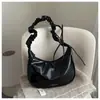 Bolso de Nube Plegado con Cordón Nuevo Simple Coreano Bolso de Hombro Cruzado Estilo Deportivo Casual Bolso de Mano de Nailon de Nicho