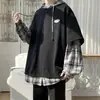 Suéter falso de dos piezas para hombre, otoño, con capucha, talla grande, ropa de primavera y otoño, marca de moda, ins, moda urbana, ruoshuai, calle frita, abrigo