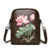 Bolsa de Ombro, Estilo Étnico Retrô, Bolsa Casual Texturizada em Relevo, Bolsa Transversal Versátil Estilo Chinês para Mulheres