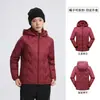 Chaqueta ligera de plumón con estampado de logo para mujer, invierno exterior, con capucha, parte superior desmontable, retiene el calor, adelgazante, chaqueta cálida, personalizada