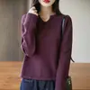 Suéter de Tricô 100% Algodão Puro de Alta Qualidade com Gola Tesoura para Mulheres, Caimento Solto, Camisa Base Emagrecedora, Novo Top de Primavera e Outono