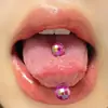 Uña de lengua con recubrimiento acrílico, decoración de lengua con cuentas de mina, acero inoxidable, cuerpo de uña de lengua AB, joyería para piercing, fábrica directa, venta al por mayor