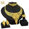 Joyería de Dubái chapada en oro de 24k traje de joyería nupcial collar pendientes Oriente Medio Dubái oro joyería de boda juego de cuatro piezas