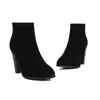 Tamanhos 34-47 Botas Femininas de Cano Curto Outono e Inverno Sapatos de Salto Alto Bico Redondo Camurça Casuais Zíper Lateral Borracha Solado Macio Botas Curtas