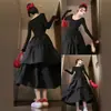 Vestido Elegante de Cor Sólida, Estilo Hepburn Francês, Gola U, Manga Longa para Mulheres, Novo Vestido em Camadas para Outono e Inverno