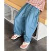 Calça Comprida Infantil Aimo Beibei 2026 Verão Algodão Lavado à Areia Leve Macia Calça Anti-Mosquito para Meninos e Meninas, Jeans Curvo