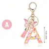Llavero de moda con letras rosas, lentejuelas de amor, borla de mariposa, llavero, accesorios de colgante de epoxi de cristal para damas