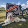 Reboque de bicicleta para animais de estimação reboque traseiro para cães gatos carrinho dobrável ao ar livre para passear com cães ciclismo reboque respirável