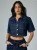 Sitio Independiente de Comercio Exterior Transfronterizo Europeo y Americano Nuevo Primavera/Verano 2026 Top de Mezclilla Corto Chaqueta Corta de Mezclilla para Mujer Temu