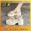 Sandalias de Tacón Grueso Populares de Moda para Mujer, Nuevo Estilo Verano 2026, Correa Única, Que Aumentan la Altura, Lentejuelas, Sandalias de Tacón Alto a la Moda
