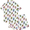 Nuevo conjunto de pijama de dos piezas para mujer con estampado de dibujos animados TK, cuello, seda de leche, para uso en casa