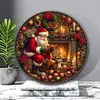 Decoración de Pared de Madera Colgante Impermeable con Impresión HD Tema Navideño Pintura de Papá Noel y Renos Adorno Logotipo Sala de Estar