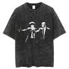 Camiseta Jeans Masculina Bebop240 G Peso Pesado Fio Duplo Lavada Velha Estilo Americano Tamanho Grande High Street Verão Tops Masculinos