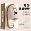 Chinelos de Algodão Domésticos para Mulheres no Inverno, Par de Chinelos de Pelúcia Quentes e Fofos de Pinguim de Desenho Animado para Homens