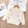 Outono e inverno meninas onda ponto flor artesanal suéter menina 90-130 jardas doce suéter casaco cardigan