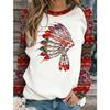 2024 Nuevo Otoño Suéter Casual Holgado de Cuello Redondo para Mujer Exportación Transfronteriza Retro Tribal Estampado Digital Mangas Largas