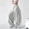 Pantalones deportivos retro americanos de tres rayas de pierna ancha para mujeres y hombres, estilo hip-hop de verano holgados estilo novio, pantalones casuales y geniales de longitud completa