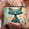 2025 Bolsa de Maquiagem Dobrável com Zíper Carteira Necessaire Portátil Simples com Estampa de Gato Desenho Transfronteiriço