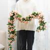 Rosa Artificial Flor Falsa Trepadeira Cesta Suspensa de Varanda Decoração de Cadeira de Rattan Decoração de Tubo de Ar Condicionado de Teto Cobertura Enrolável de Trepadeira de Flores