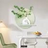 Pintura Decorativa de Restaurante Estilo Crema con Arreglos Florales 3D y Plantas Verdes Reales, Nuevo Modelo 2025, Arte de Pared Fresco y Sencillo para Comedor