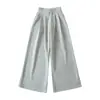 Design de moda estilo francês, calças fluidas com textura fresca e sedosa, calças de yoga rasgadas, calças casuais femininas, estilo coreano, relaxadas e chiques, calças estilo máscara