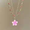 Collar de Flor Dulce de Color Dopamina, Atmósfera Primaveral, Cadena para Clavícula Súper de Hada, Diseño de Nicho, Collar de Alta Gama