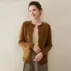 Tricô de Caxemira Engrossado Outono e Inverno Cardigã Feminino Tricô de Gola Redonda Jaqueta de Tricô Top Externo Roupa Externa Venda Direta da Fábrica