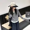 Conjunto de Ropa de Otoño para Niñas 2026 Ropa Nueva para Niños Niños Grandes Invierno y Otoño Sudadera Rayada con Felpa Pantalones Cargo Conjunto de Dos Piezas