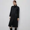 Novo casaco de lã grosso, solto, de comprimento médio, dupla face, para outono e inverno, elegante, estilo coreano, com gola alta