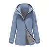 Chaqueta corta desmontable con capucha, multibolsillos, forro polar, para mujer, otoño e invierno, talla europea de Amazon, ropa para mujer transfronteriza R09