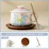 Taza Pequeña de Cerámica Blanca y de Colores Hecha en Fábrica, Taza de Maestro, Tetera Doméstica, Tetera Individual, Bol Alto de Cerámica con Tapa, Bol de Té
