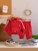 Otoño Nuevo Casual Deportivo Dos Piezas Bebé Primavera y Otoño Traje Niños y Niñas Bordado Bolsa Chaqueta Niños
