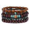 Pulsera de cinco piezas de madera turquesa nueva y conchas de coco, pulsera de cuentas hecha a mano, pulsera de moda vintage, fábrica en stock