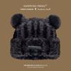 Gorro de Lana Tejido con Orejas de Oso Lindas Daifa para Mujer Invierno 2024 Explosiones Coreano Suelto Protección para Orejas