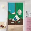 Cortina de Puerta de Dibujos Animados para Uso Doméstico, Cortina Divisoria de Dormitorio, Cortina Divisoria de Cocina y Baño, Cortina de Tela sin Taladro, Media Cortina