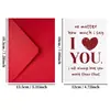Set de sobre y tarjeta de felicitación simple de amor rojo para parejas, tarjeta de felicitación romántica con tema "TE AMO"
