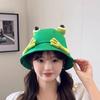 Lindo Sombrero de Pescador de Mano de Rana de Ojos Grandes para Mujer, Primavera y Verano Viaje Familiar Versátil Protección Solar Sombrero Dulce de Dibujos Animados Estilo Japonés
