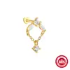 Nuevos Pendientes de Plata de Ley S925 con Hilo de Borla Aobao Perforación Oreja Femenina Hada Dulce Fresca Amor Clavo de Oreja de Fondo Plano