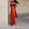 Vestido de Noche con Cinta de Otoño 2026 Nueva Moda Femenina Transfronteriza Elegante Vestido con Retazos y Abertura